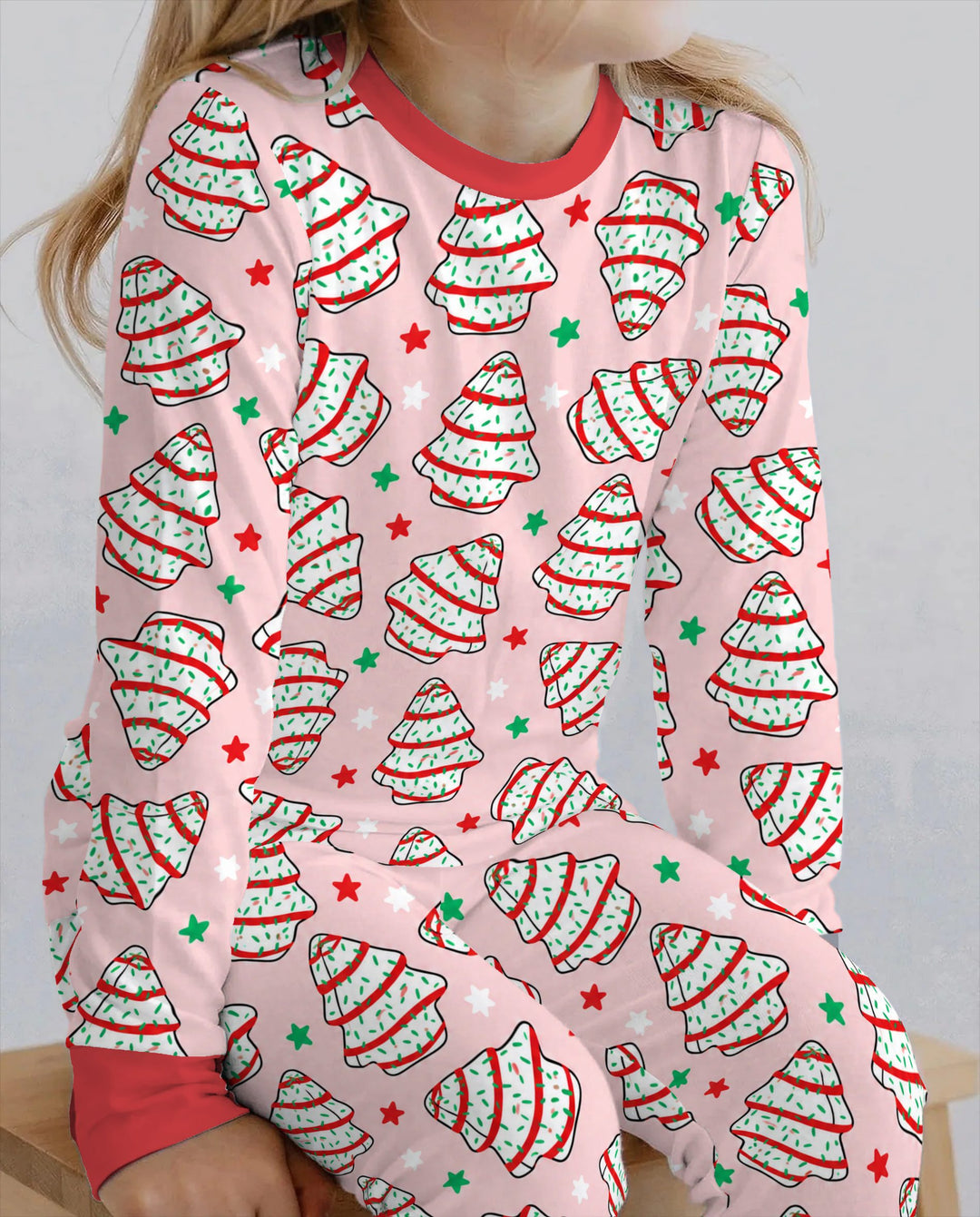 Retro Christmas Tree Sugar Cookies Bamboo Two Piece Long Sleeve Pajama Set