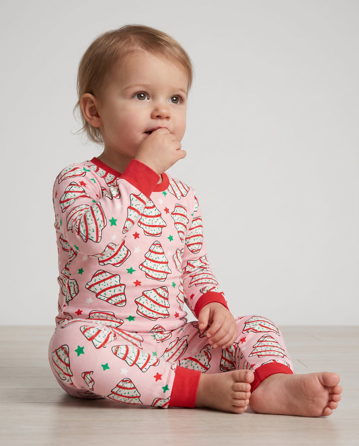 Retro Christmas Tree Sugar Cookies Bamboo Two Piece Long Sleeve Pajama Set