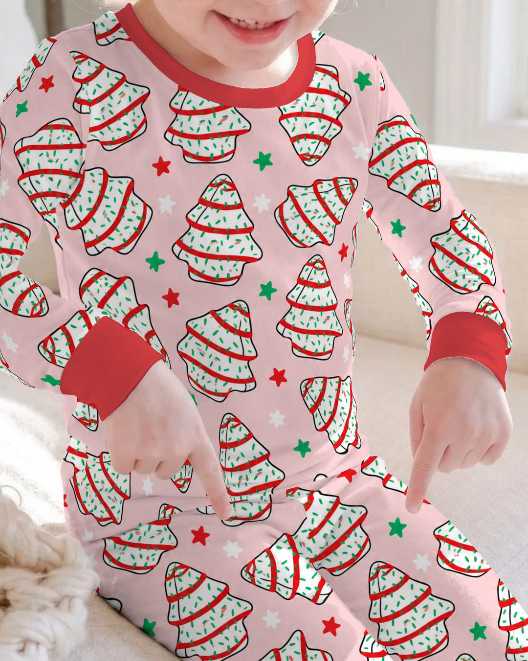 Retro Christmas Tree Sugar Cookies Bamboo Two Piece Long Sleeve Pajama Set