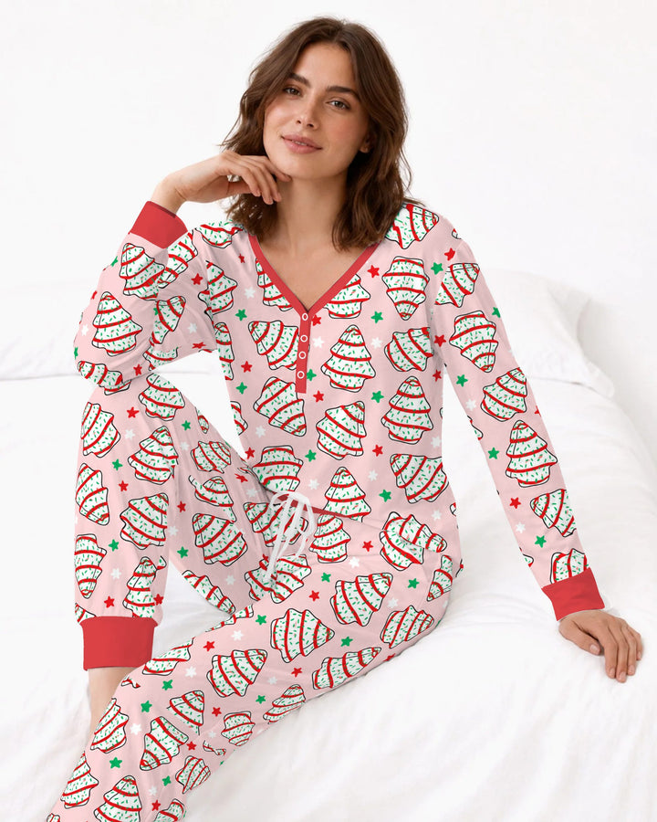 Retro Christmas Tree Sugar Cookies Bamboo Women Pajama Set
