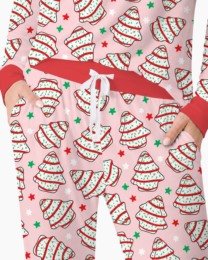 Retro Christmas Tree Sugar Cookies Bamboo Women Pajama Set