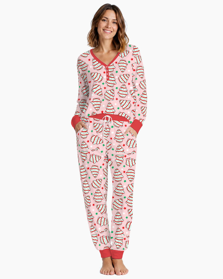 Retro Christmas Tree Sugar Cookies Bamboo Women Pajama Set