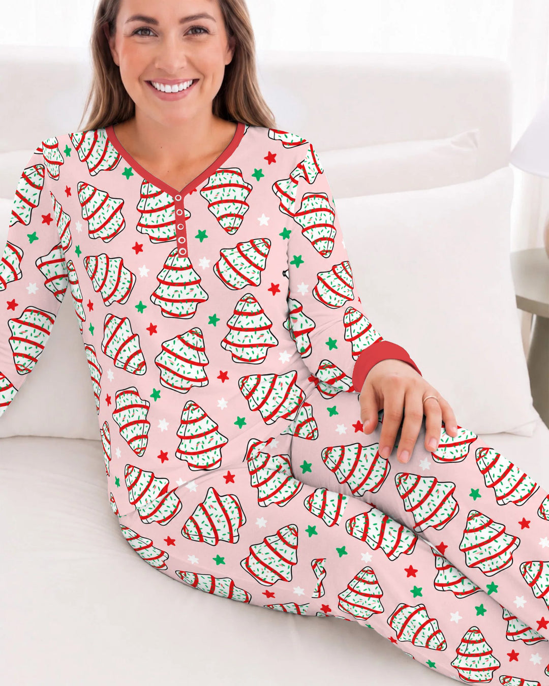 Retro Christmas Tree Sugar Cookies Bamboo Women Pajama Set