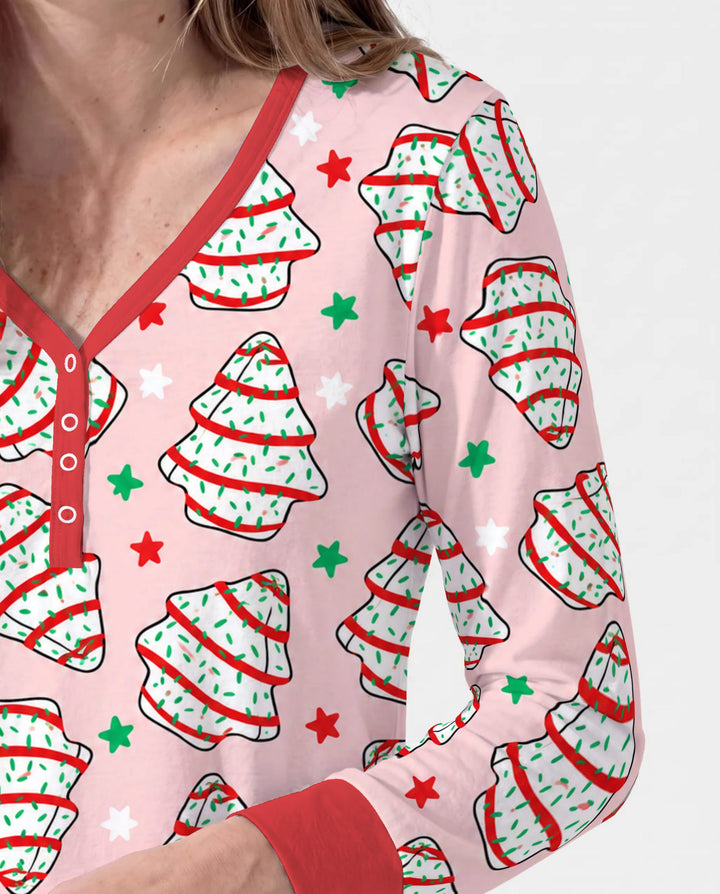 Retro Christmas Tree Sugar Cookies Bamboo Women Pajama Set