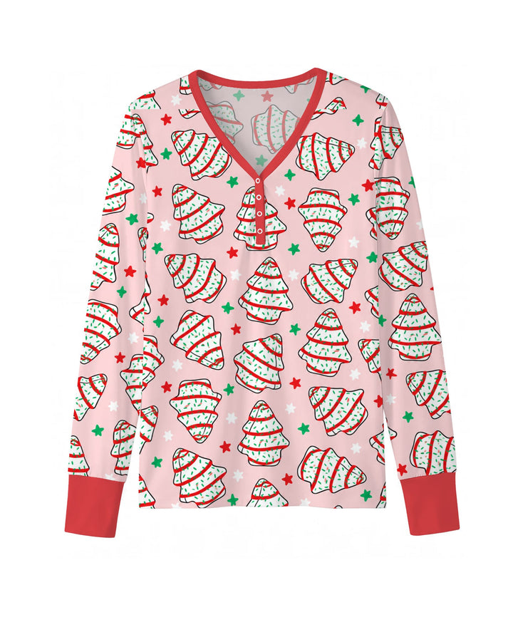 Retro Christmas Tree Sugar Cookies Bamboo Women Pajama Set