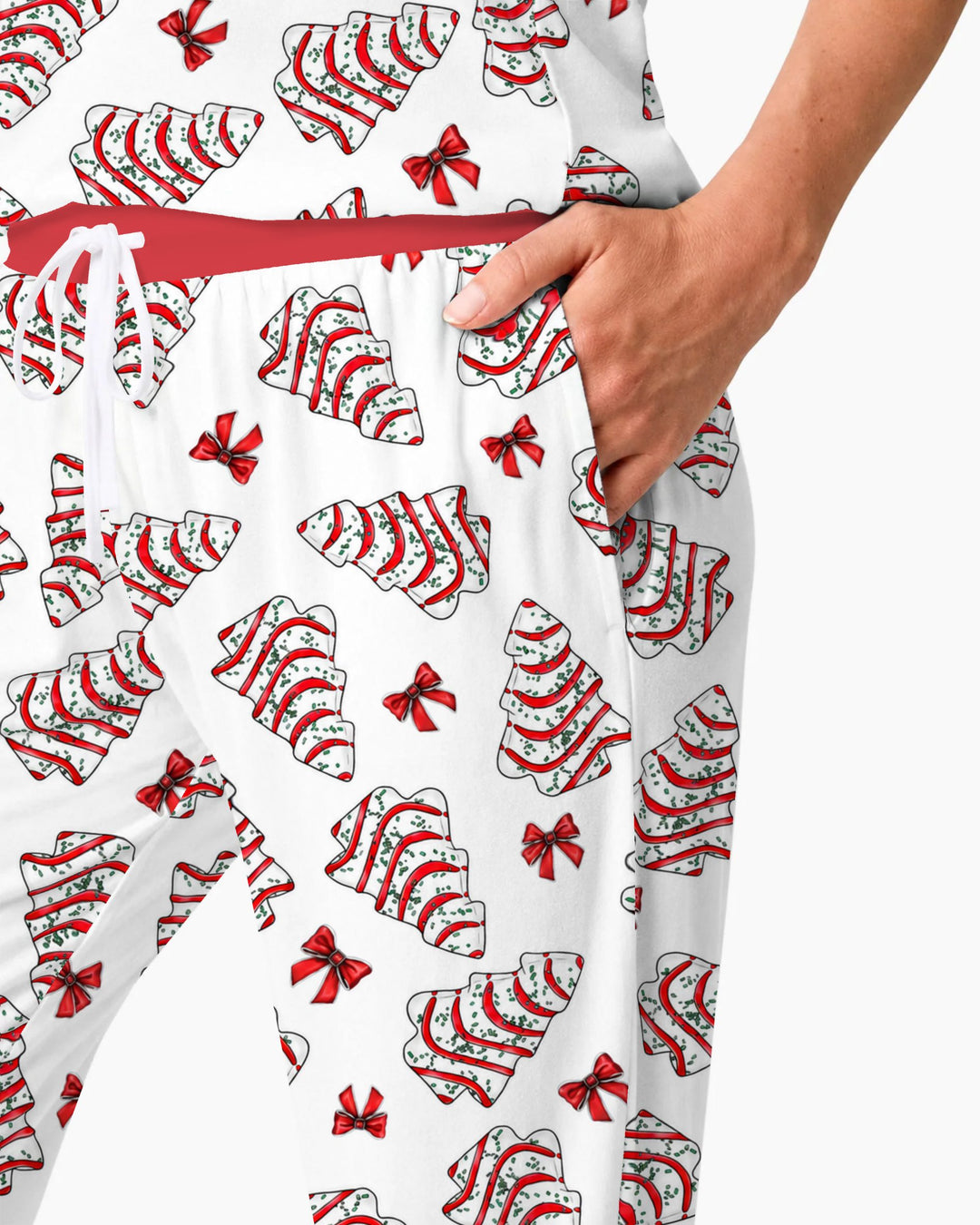 Christmas Tree Sugar Cookies with Red Bows Bamboo Women Pajama Set