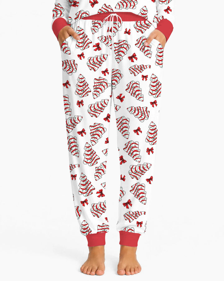 Christmas Tree Sugar Cookies with Red Bows Bamboo Women Pajama Set