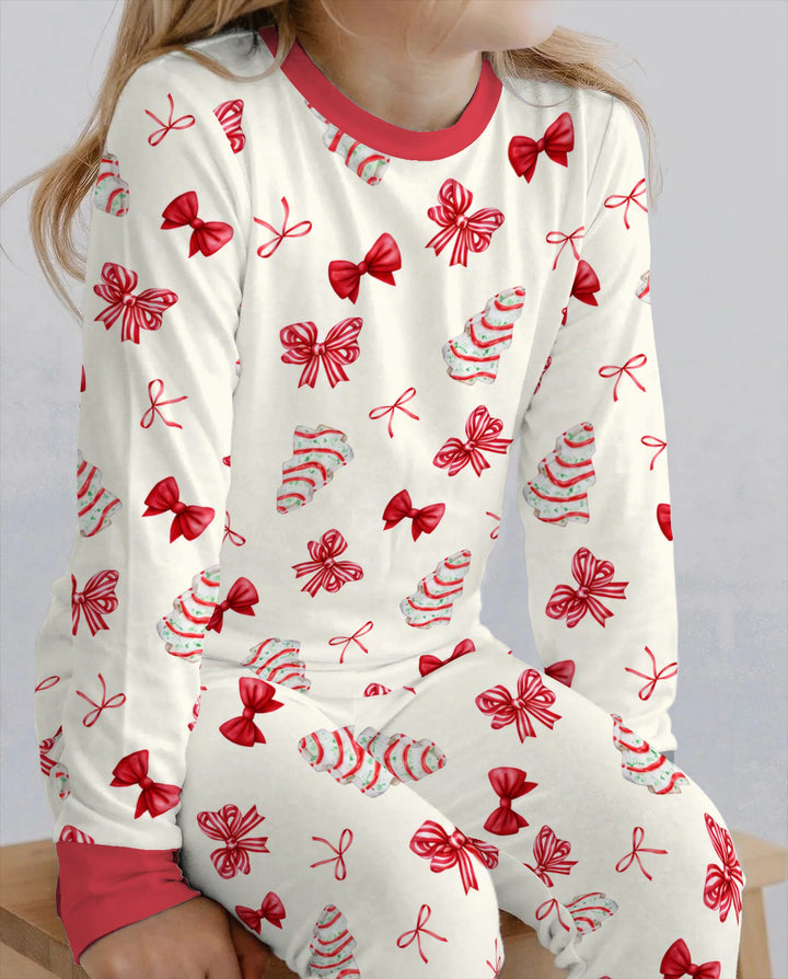 Christmas Sugar Cookies and Ribbon Bows Bamboo Two Piece Long Sleeve Pajama Set