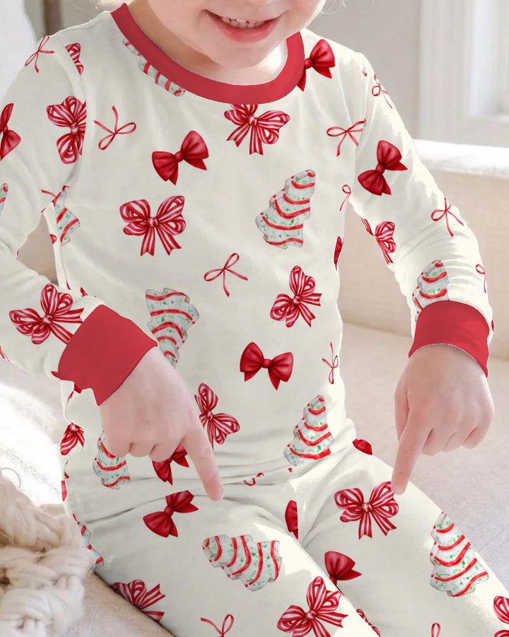 Christmas Sugar Cookies and Ribbon Bows Bamboo Two Piece Long Sleeve Pajama Set