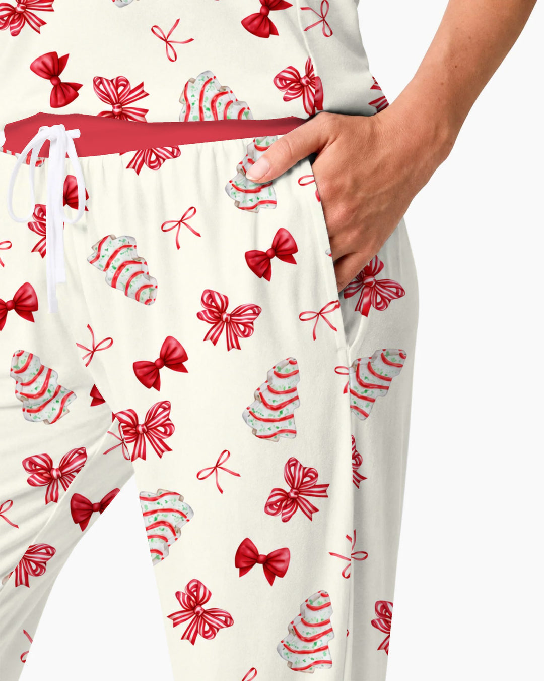 Christmas Sugar Cookies and Ribbon Bows Bamboo Women Pajama Set