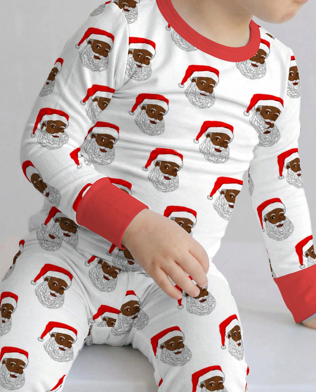 Black Santa Claus Christmas Bamboo Two Piece Long Sleeve Pajama Set