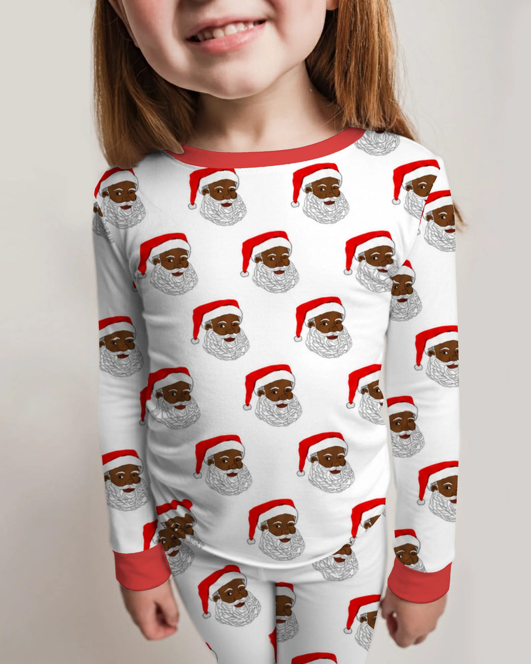 Black Santa Claus Christmas Bamboo Two Piece Long Sleeve Pajama Set