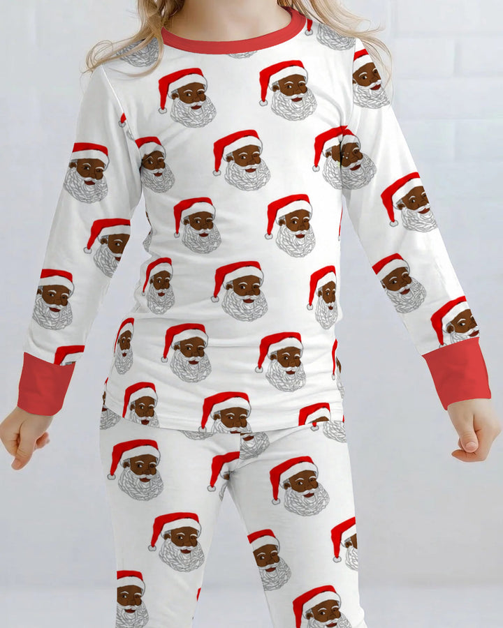 Black Santa Claus Christmas Bamboo Two Piece Long Sleeve Pajama Set