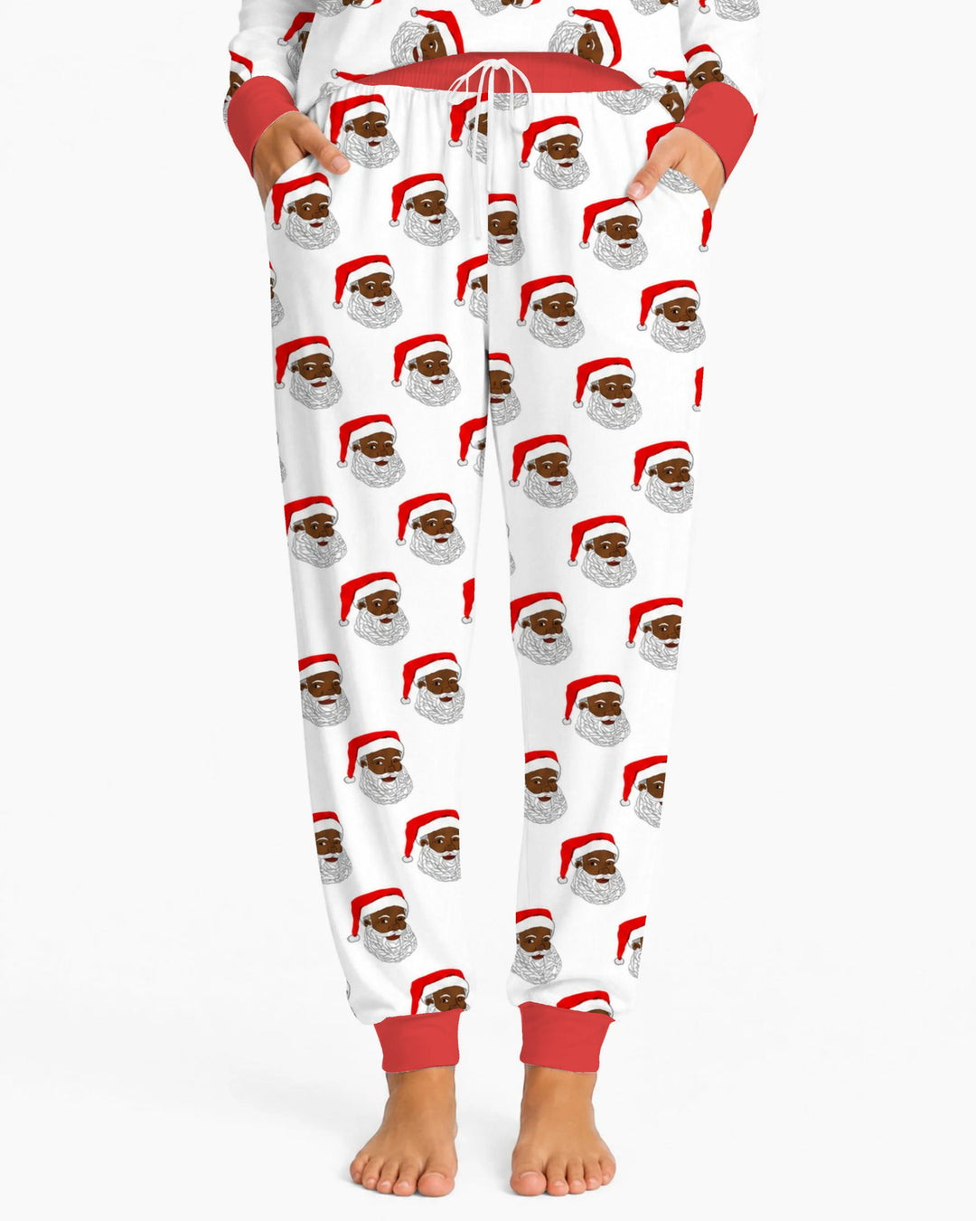 Black Santa Claus Christmas Bamboo Women Pajama Set