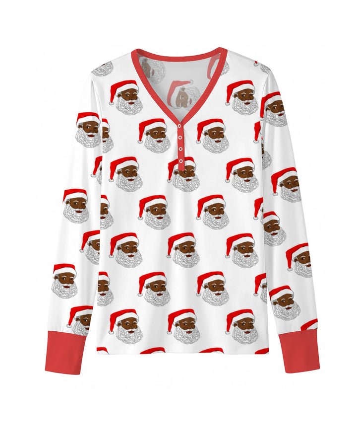 Black Santa Claus Christmas Bamboo Women Pajama Set