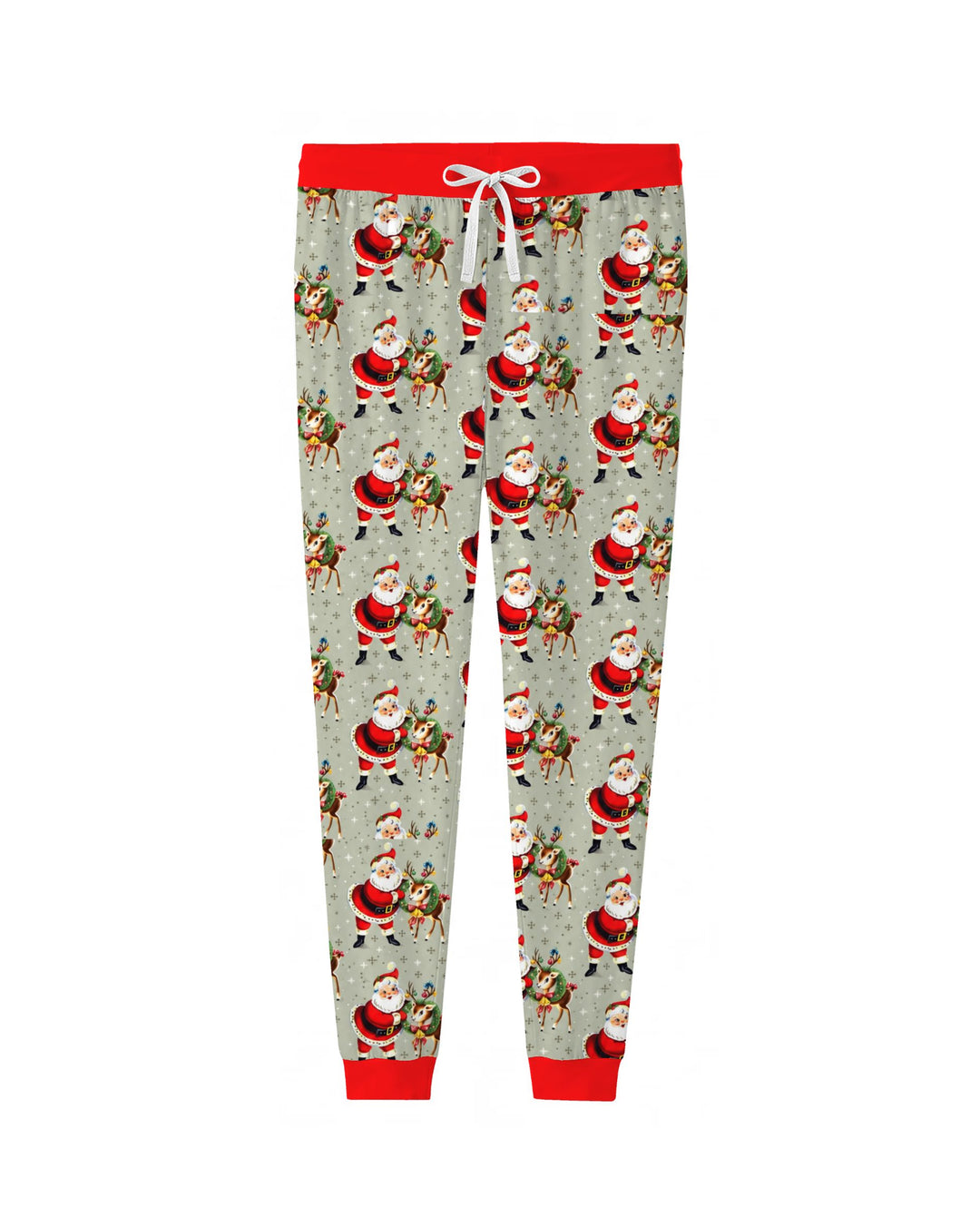 Vintage Santa and Reindeer Christmas Bamboo Women Pajama Set