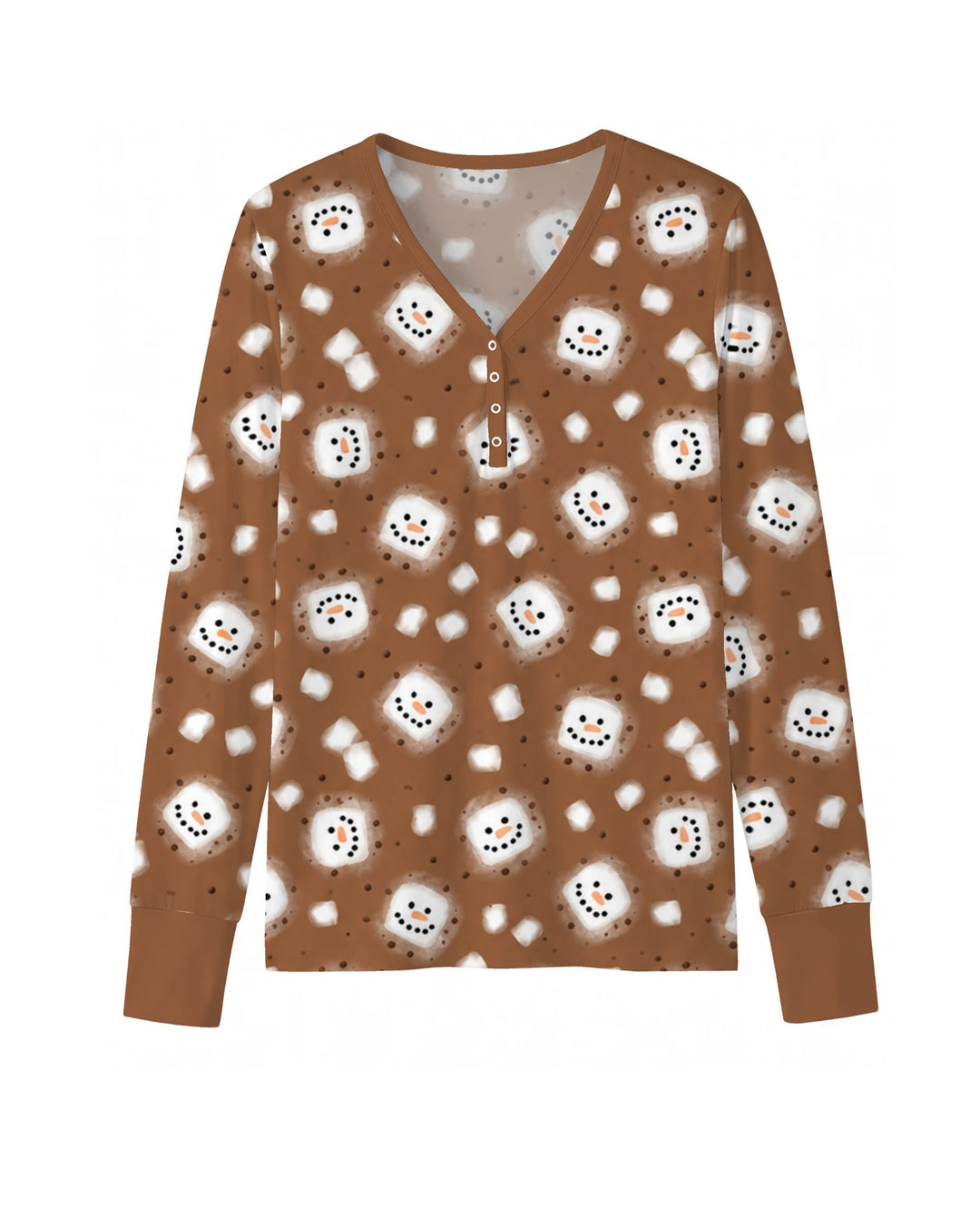 Hot Cocoa Marshmallow Snowman Bamboo Women Pajama Set