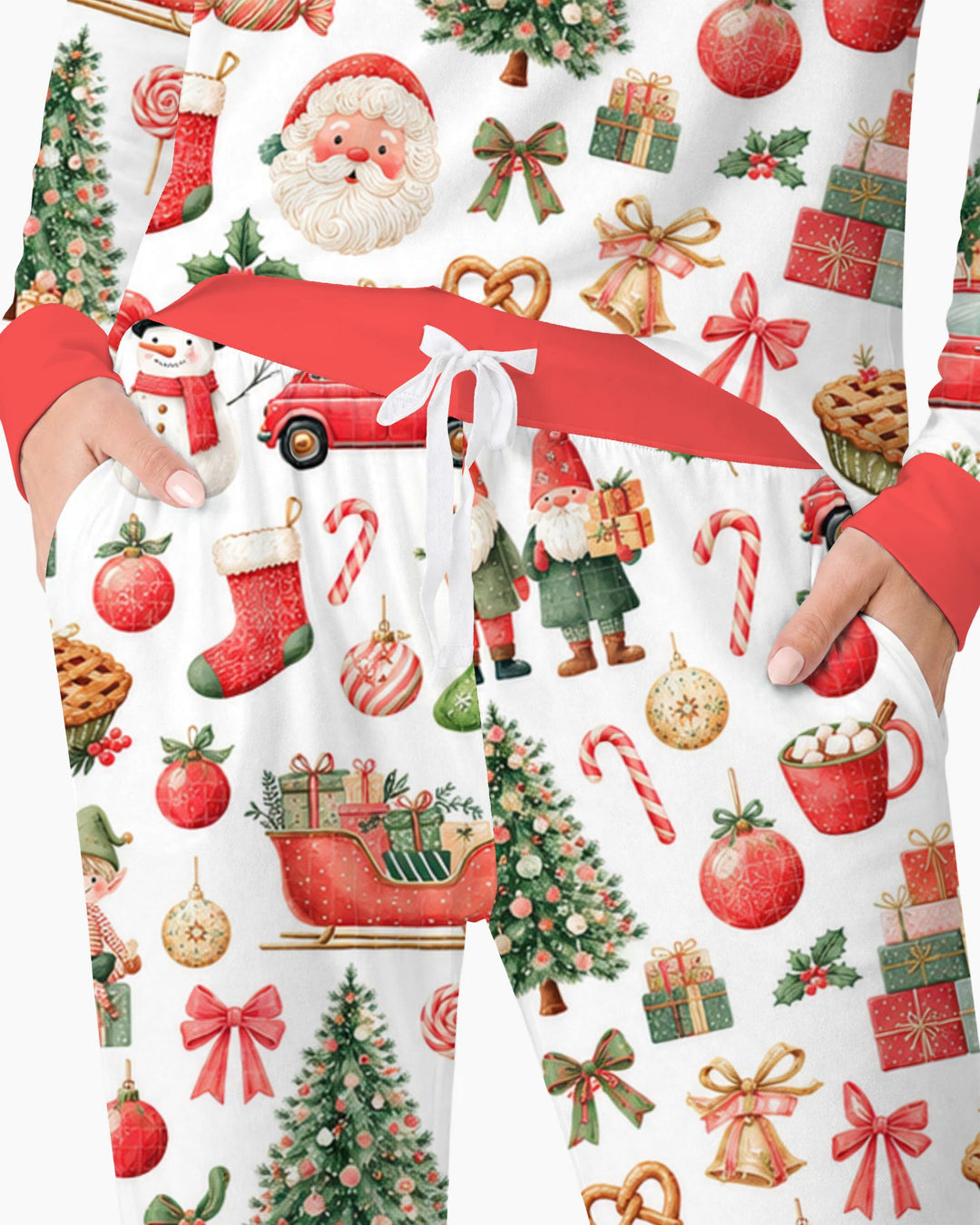 Vintage Christmas Santa and Holiday Icons Bamboo Women Pajama Set