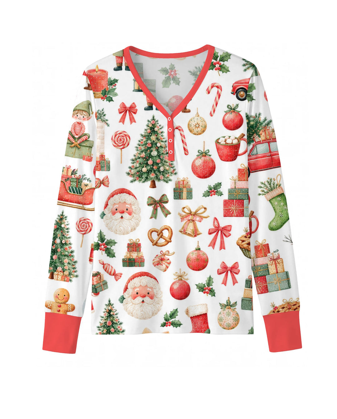 Vintage Christmas Santa and Holiday Icons Bamboo Women Pajama Set