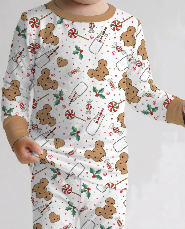 Mickey Gingerbread Christmas Treats Bamboo Two Piece Long Sleeve Pajama Set