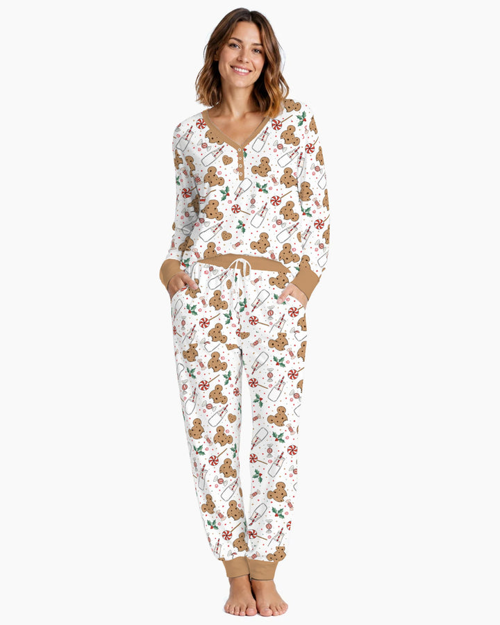 Mickey Gingerbread Christmas Treats Bamboo Women Pajama Set