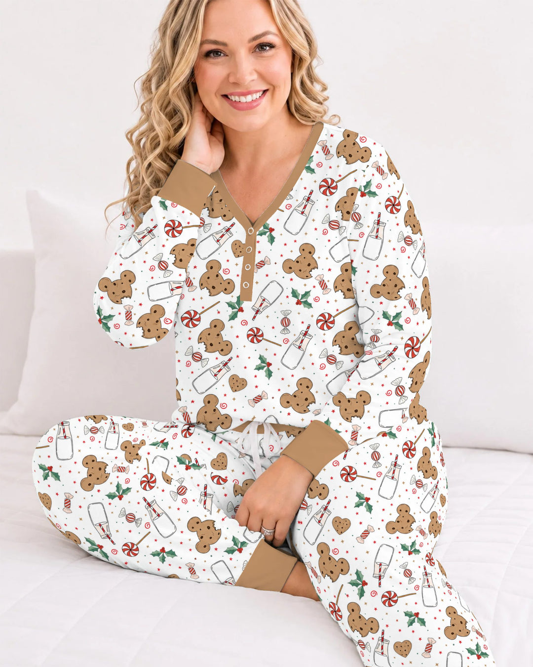 Mickey Gingerbread Christmas Treats Bamboo Women Pajama Set