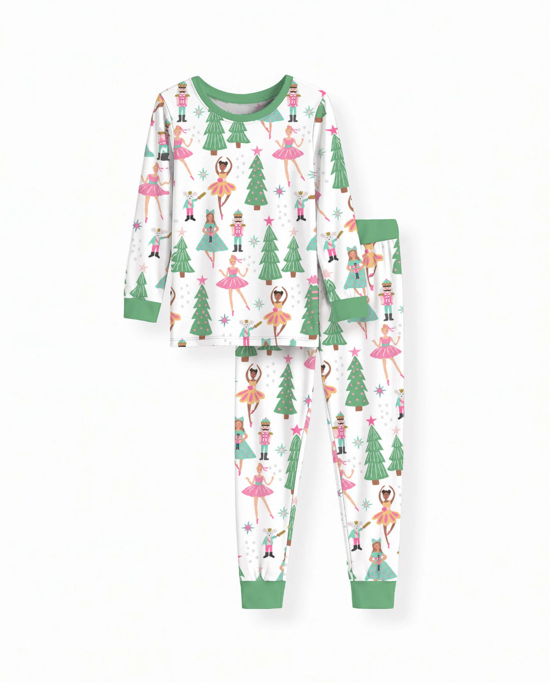 Pastel Nutcracker Ballerina Christmas Bamboo Two Piece Long Sleeve Pajama Set
