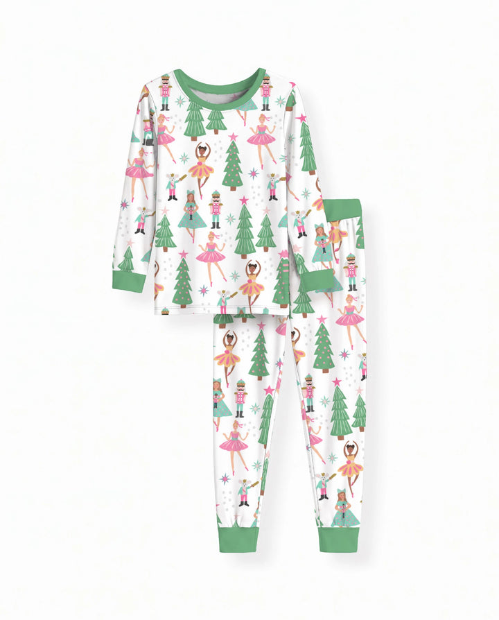 Pastel Nutcracker Ballerina Christmas Bamboo Two Piece Long Sleeve Pajama Set