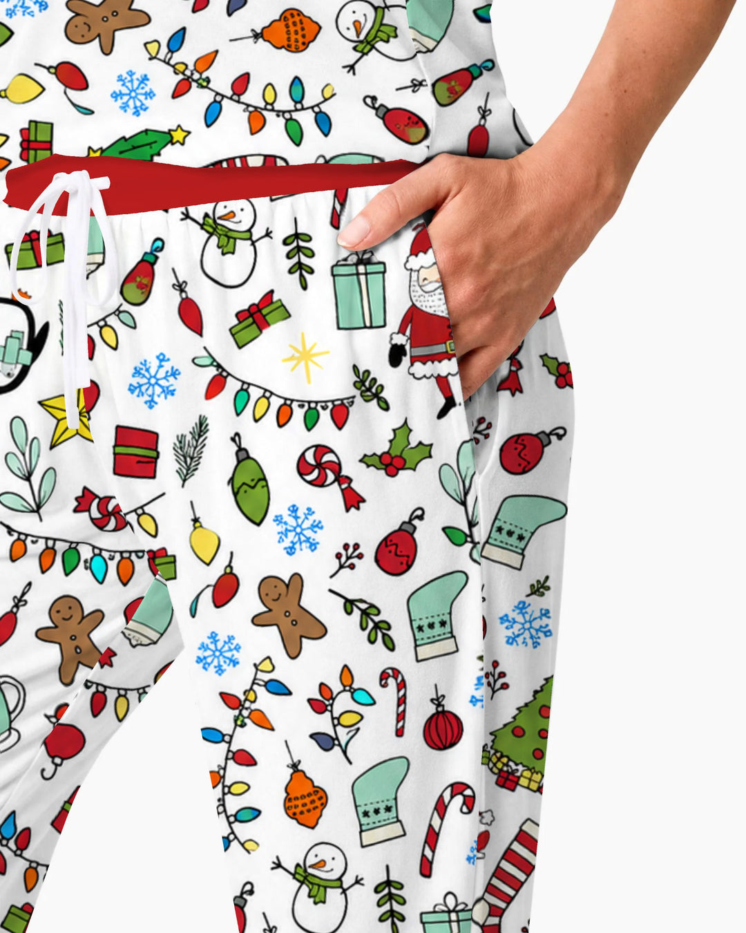 Colorful Christmas Holiday Doodle Toss Bamboo Women Pajama Set