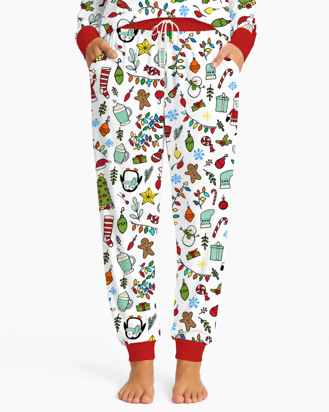 Colorful Christmas Holiday Doodle Toss Bamboo Women Pajama Set