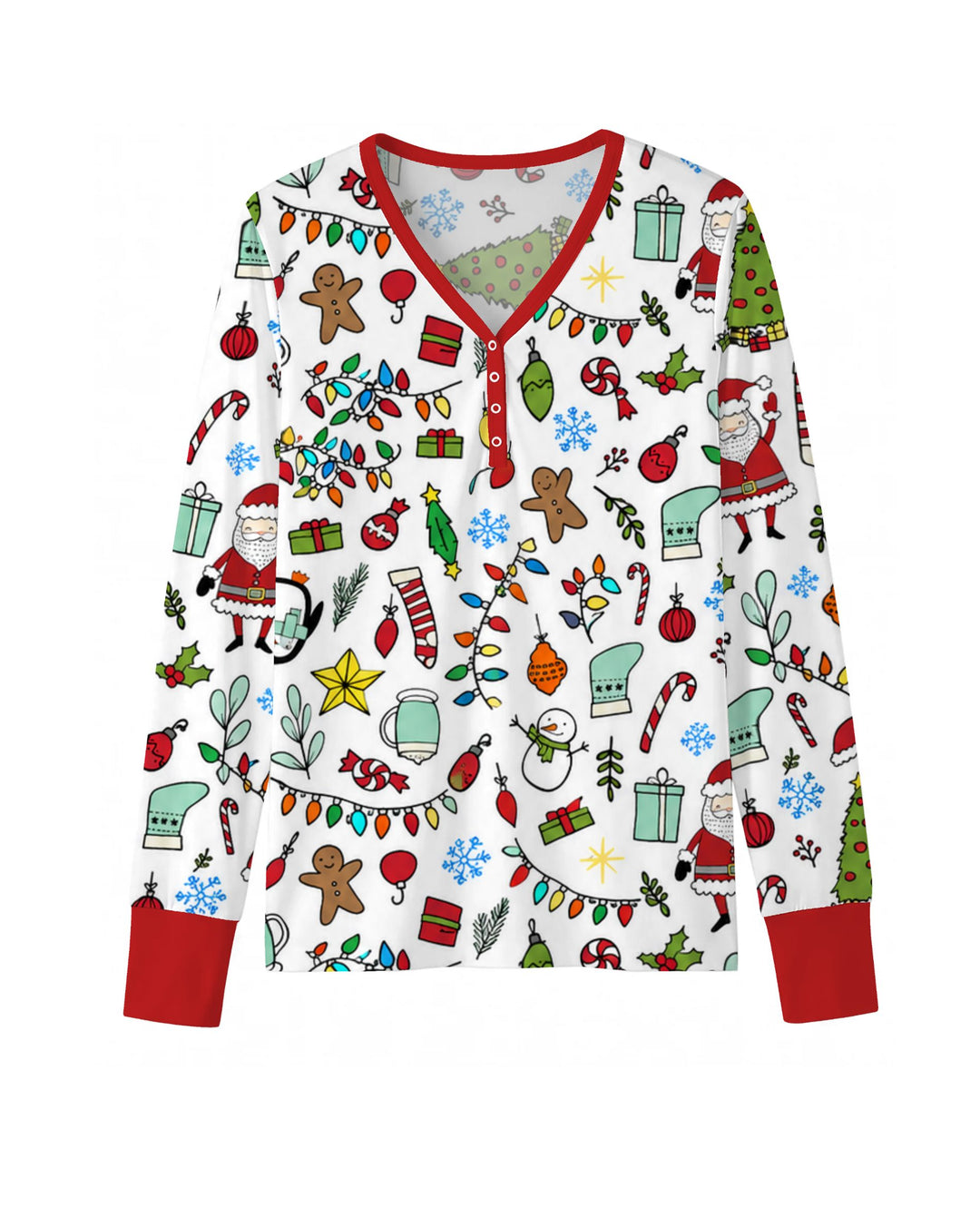 Colorful Christmas Holiday Doodle Toss Bamboo Women Pajama Set