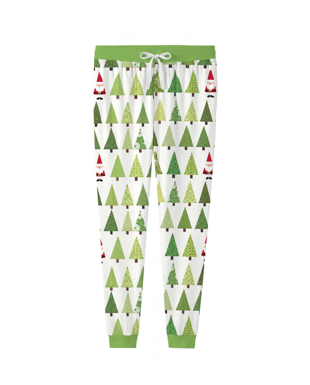Retro Green Christmas Tree and Santa Rows Bamboo Women Pajama Set