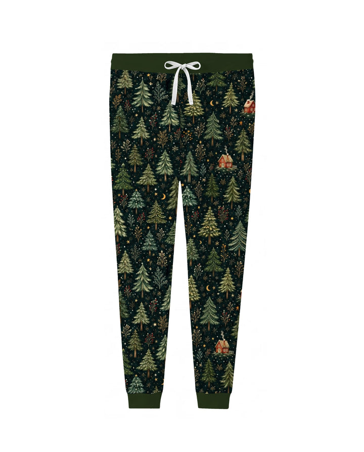 Enchanted Christmas Forest at Night Bamboo Women Pajama Set