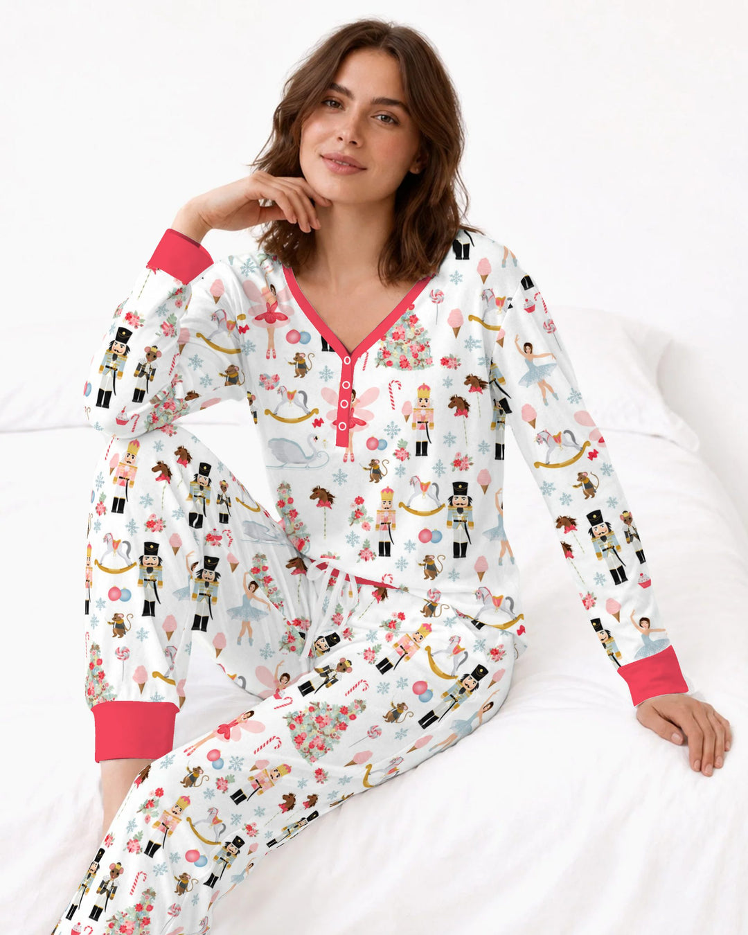 Pink Nutcracker Christmas Ballet Bamboo Women Pajama Set