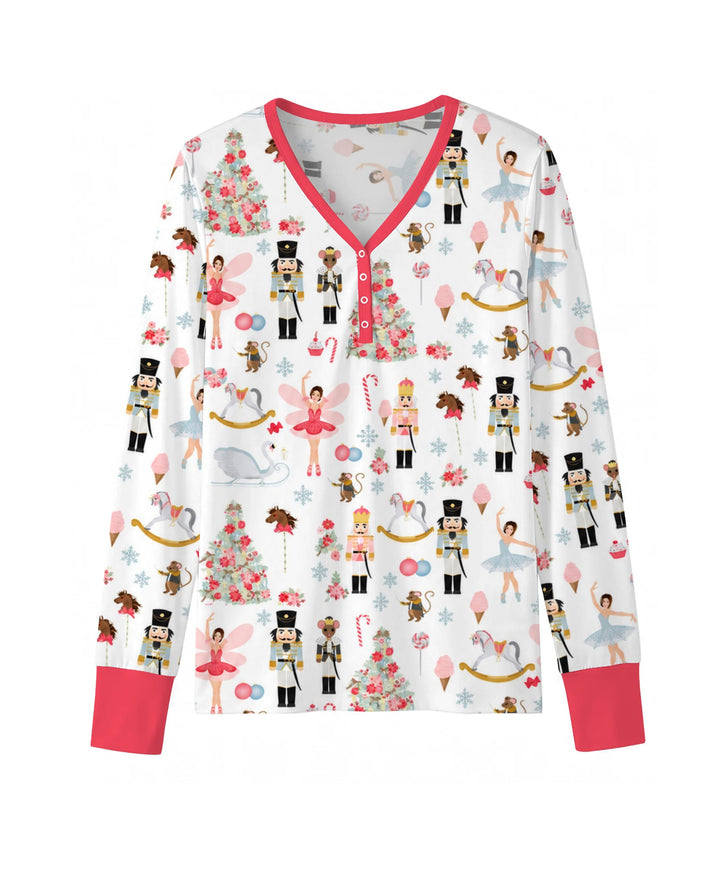 Pink Nutcracker Christmas Ballet Bamboo Women Pajama Set