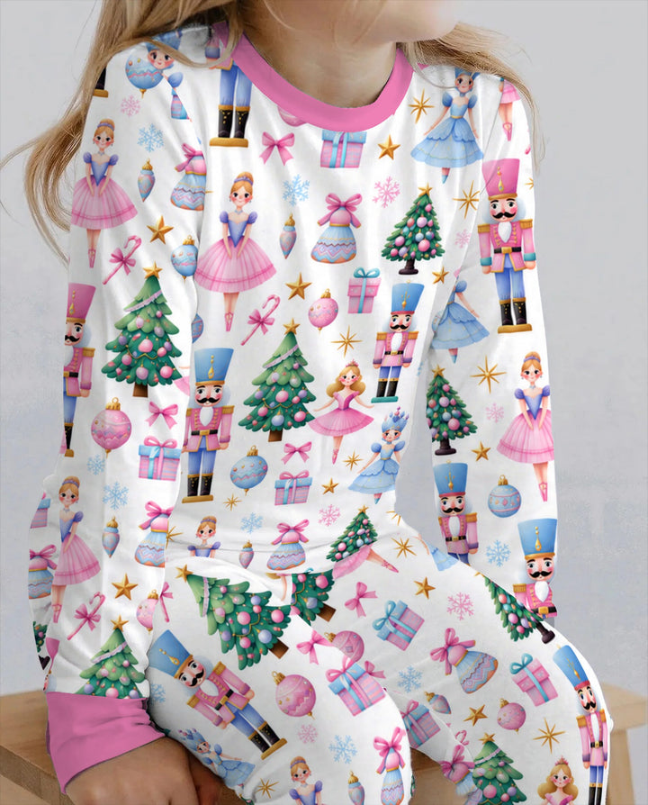Pastel Sugar Plum Nutcracker Christmas Bamboo Two Piece Long Sleeve Pajama Set