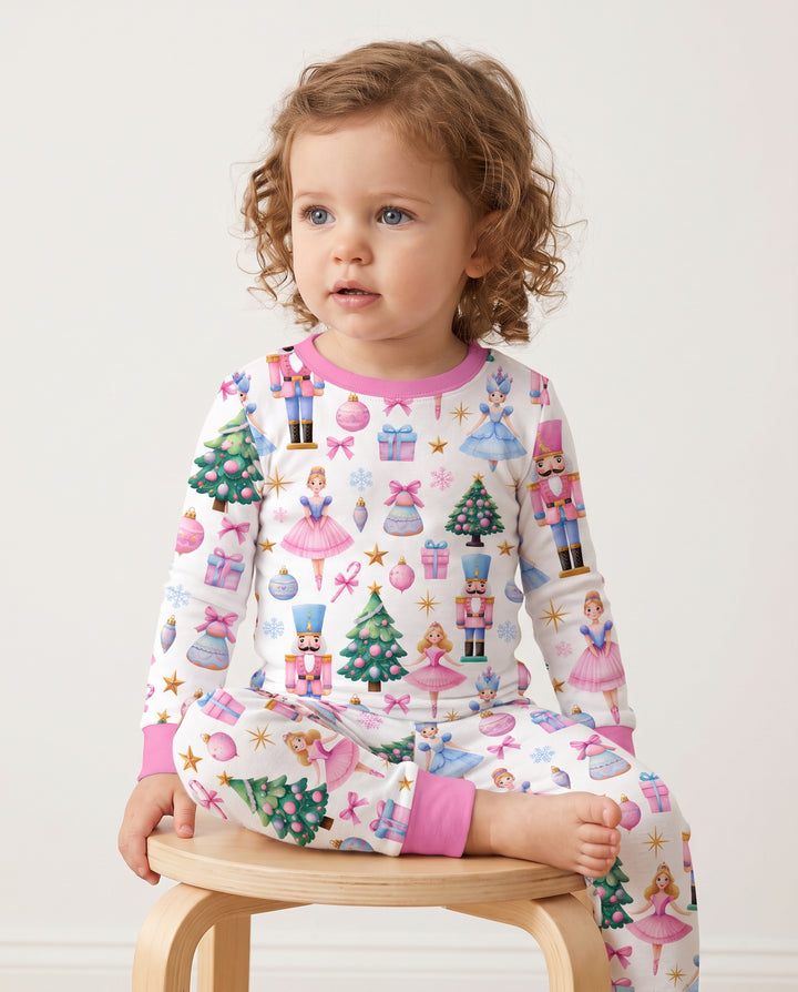 Pastel Sugar Plum Nutcracker Christmas Bamboo Two Piece Long Sleeve Pajama Set