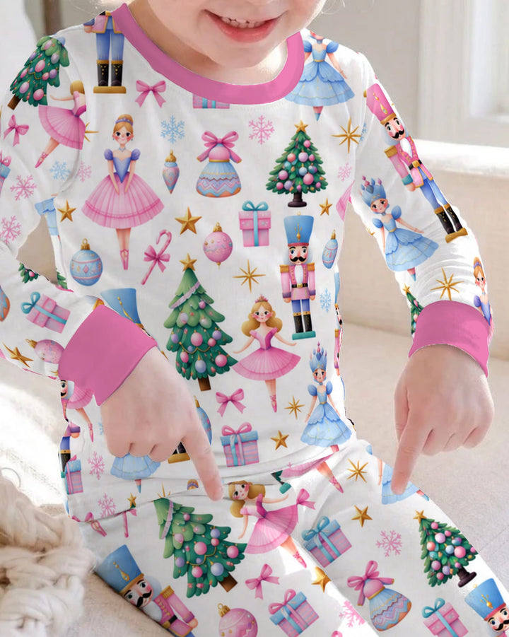 Pastel Sugar Plum Nutcracker Christmas Bamboo Two Piece Long Sleeve Pajama Set
