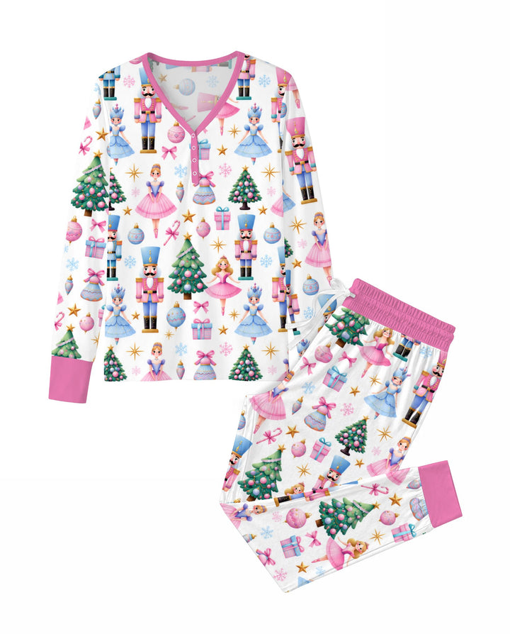 Pastel Sugar Plum Nutcracker Christmas Bamboo Women Pajama Set