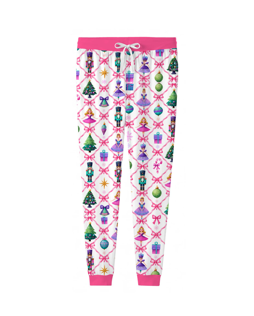 Sugar Plum Nutcracker Christmas Bow Lattice Bamboo Women Pajama Set