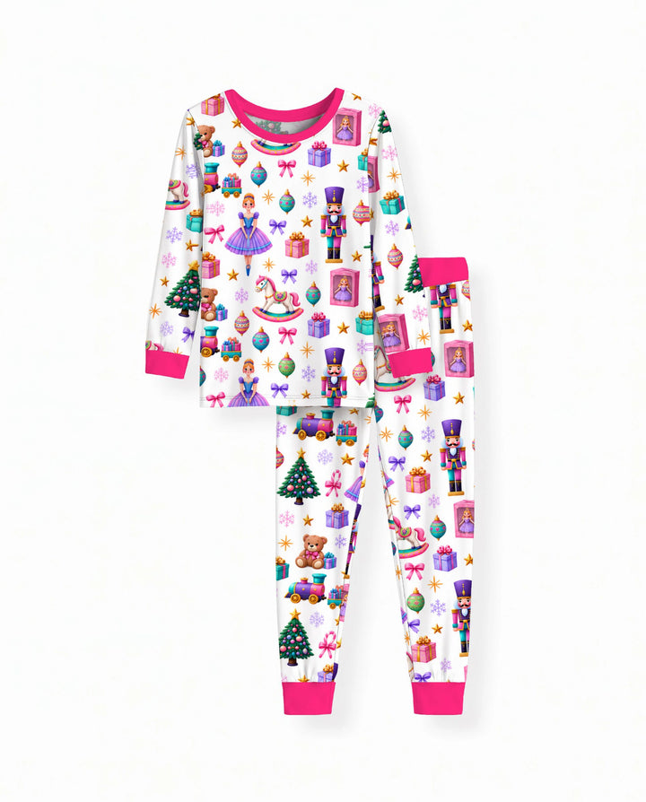 Sugar Plum Nutcracker Christmas Toy Parade Bamboo Two Piece Long Sleeve Pajama Set