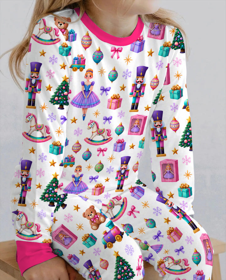 Sugar Plum Nutcracker Christmas Toy Parade Bamboo Two Piece Long Sleeve Pajama Set