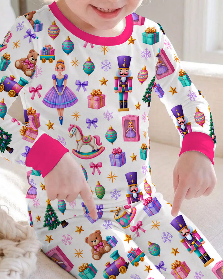 Sugar Plum Nutcracker Christmas Toy Parade Bamboo Two Piece Long Sleeve Pajama Set