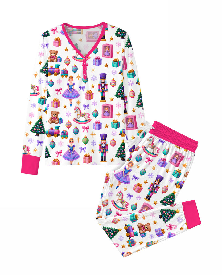 Sugar Plum Nutcracker Christmas Toy Parade Bamboo Women Pajama Set
