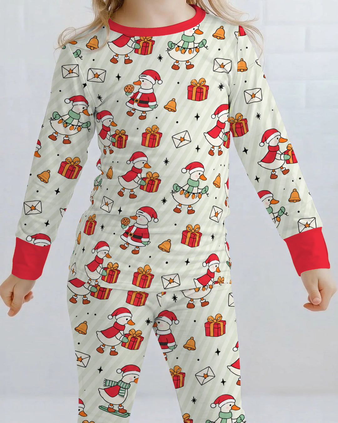 Cute Christmas Goose Holiday Bamboo Two Piece Long Sleeve Pajama Set