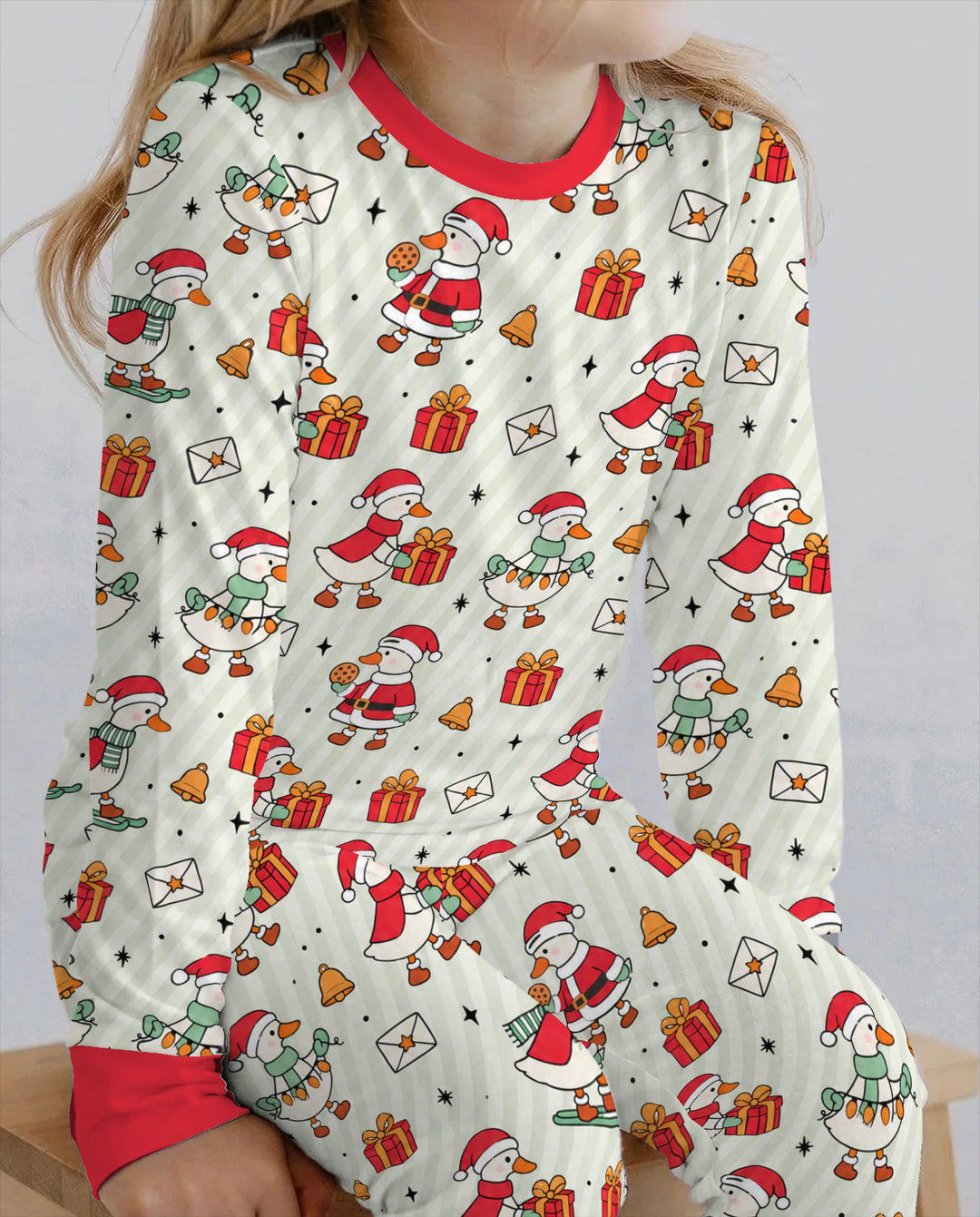 Cute Christmas Goose Holiday Bamboo Two Piece Long Sleeve Pajama Set