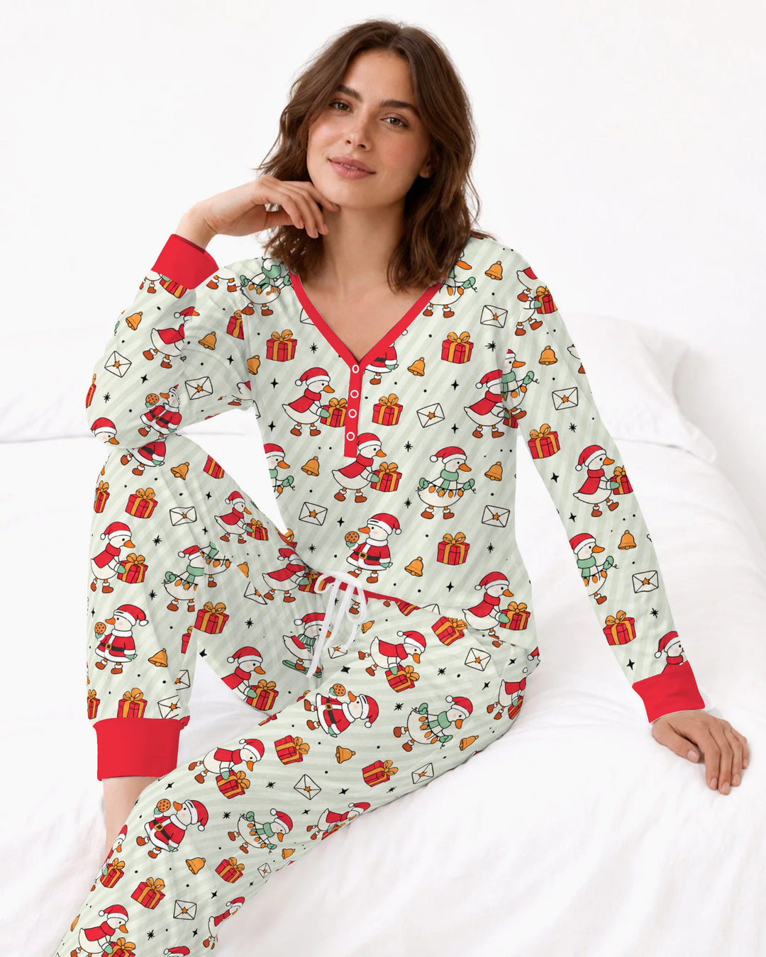 Cute Christmas Goose Holiday Bamboo Women Pajama Set