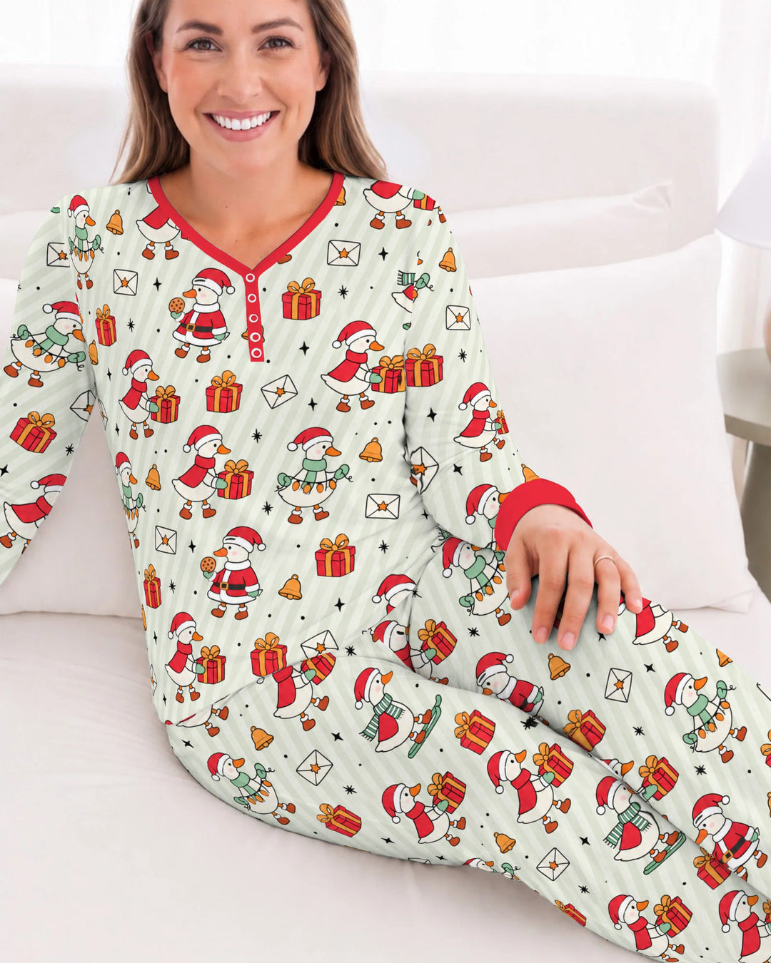 Cute Christmas Goose Holiday Bamboo Women Pajama Set