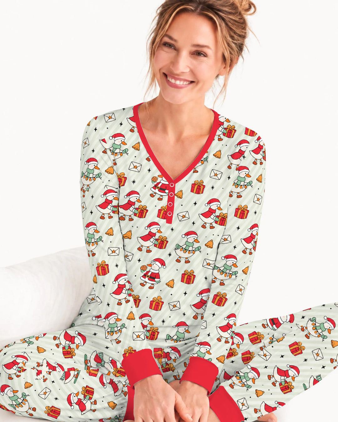 Cute Christmas Goose Holiday Bamboo Women Pajama Set
