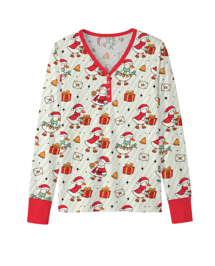 Cute Christmas Goose Holiday Bamboo Women Pajama Set